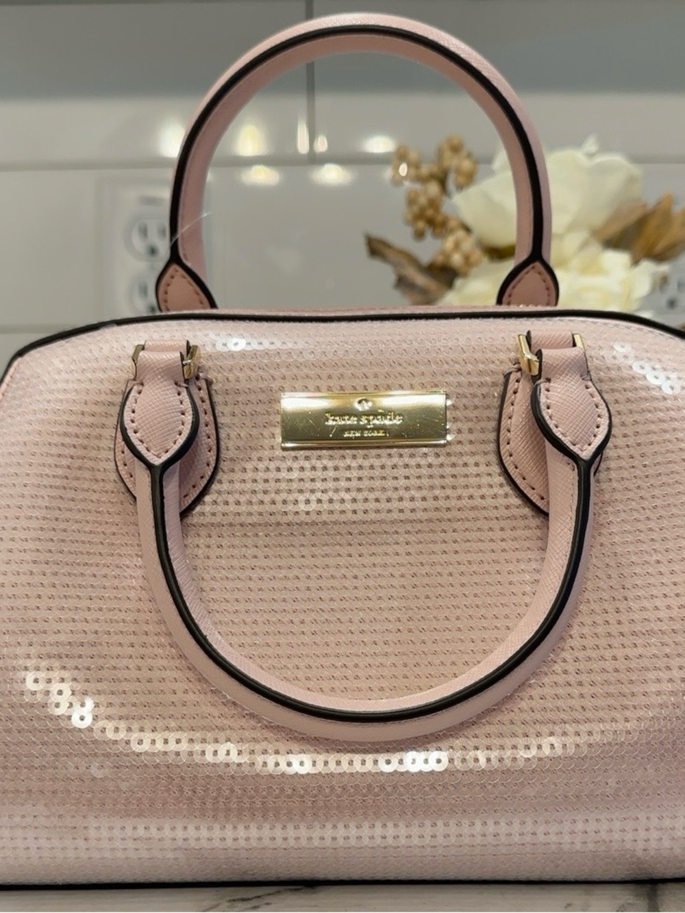 Kate Spade New York Pink Sequin Satchel / Crossbody Bag - Picture 4 of 11